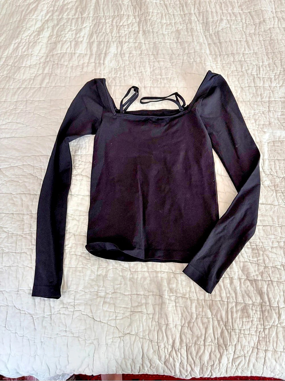 Helmut Lang Seamless Jersey Bra Strap Long Sleeve Top Black XS